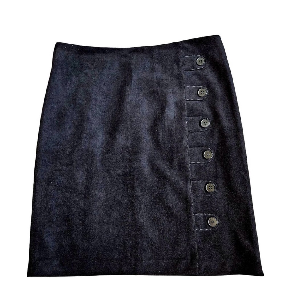 J McLaughlin Pencil Skirt Womens Size 8 Black Strech Faux Suede Boho Career - Picture 2 of 7